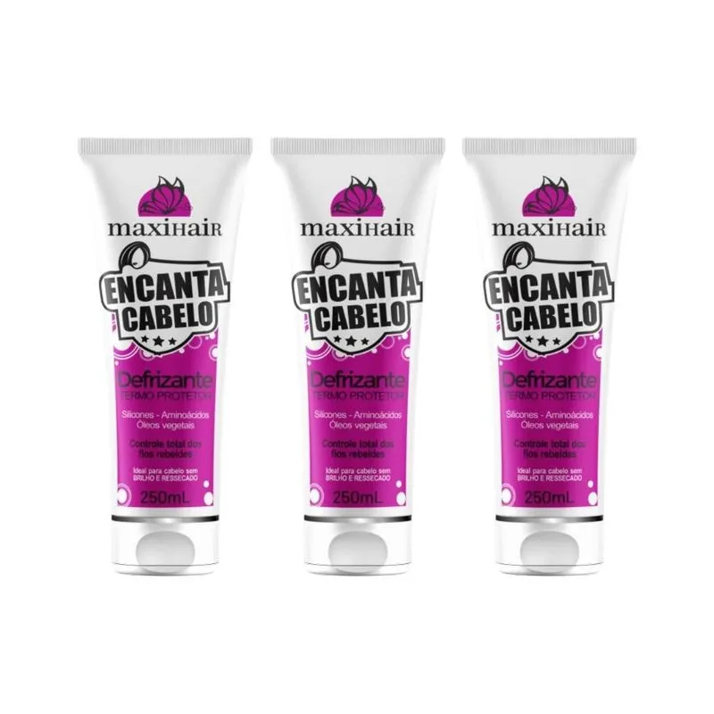 Defrizante Maxihair 250ml Encanta Cabelo - Kit Com 3un