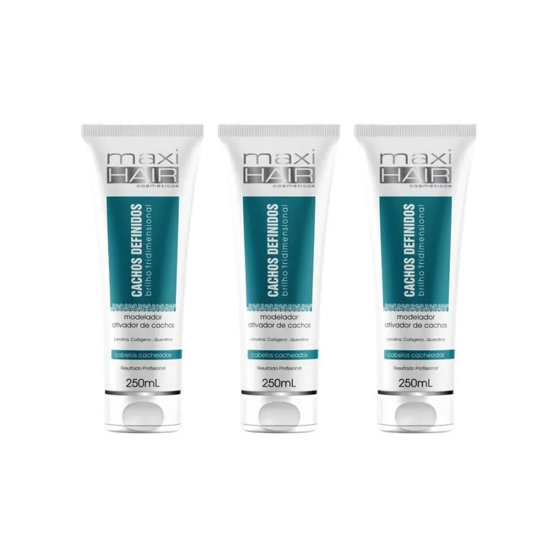 Modelador E Ativador De Cachos Maxihair 250Ml - Kit Com 3Un
