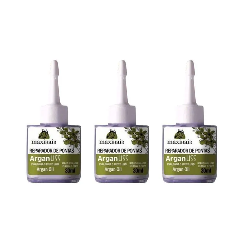 Reparador De Pontas Maxihair 30ml Argan Liss - Kit Com 3un