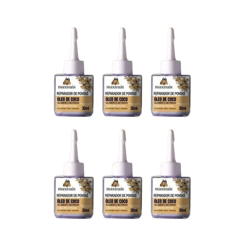 Reparador De Pontas Maxihair 30Ml Oleo De Coco - Kit Com 6Un