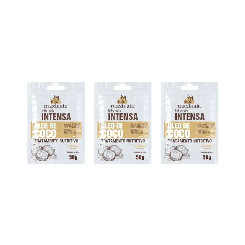 Sache MaxiHair 50g Oleo de Coco - Kit c/ 3un