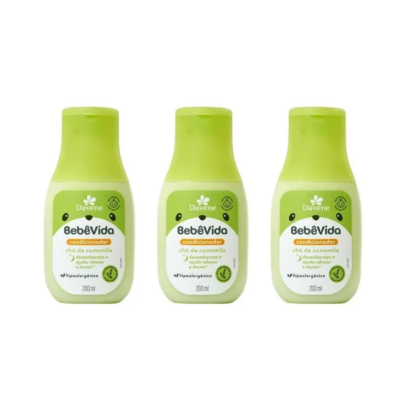 Condicionador Davene Bebe Vida Cha Camomila 200ml - 3un