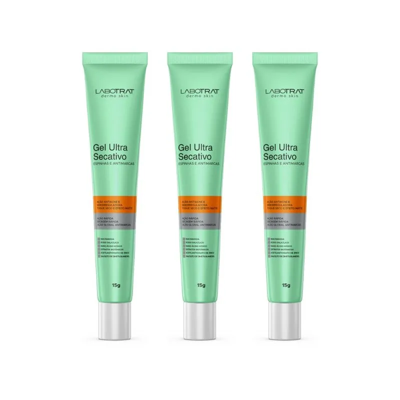 Gel Antiacne Espinhas Labotrat 15g Ultra Secativo - 3un