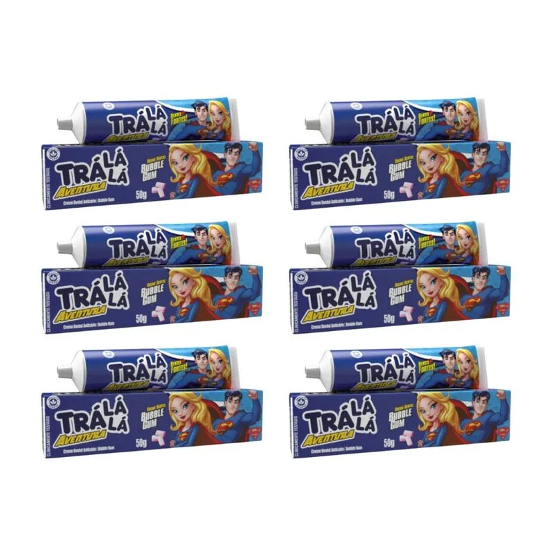 Creme Dental Tra La La Kids 50g Aventura Bubble Gum - 6un