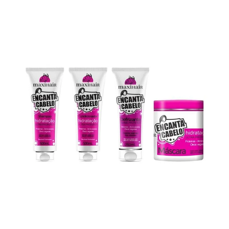 Kit Encanto Cabelo Maxihair Shamp + Cond + Masc + Defrizante