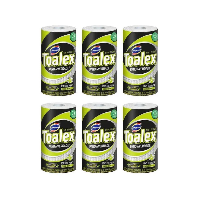Pano Multiuso Toalex Reutilizavel Branco Com 44Un-Kit C/6Un
