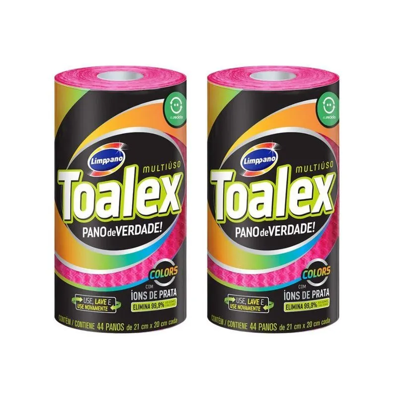 Pano Multiuso Toalex Reutilizavel Rosa Com 44Un-Kit Com 2Un