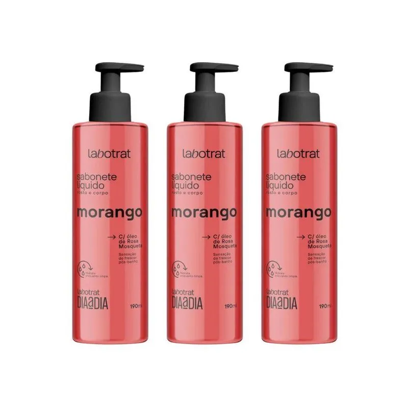 Sabonete Liquido Labotrat 190ml Morango - Kit Com 3un