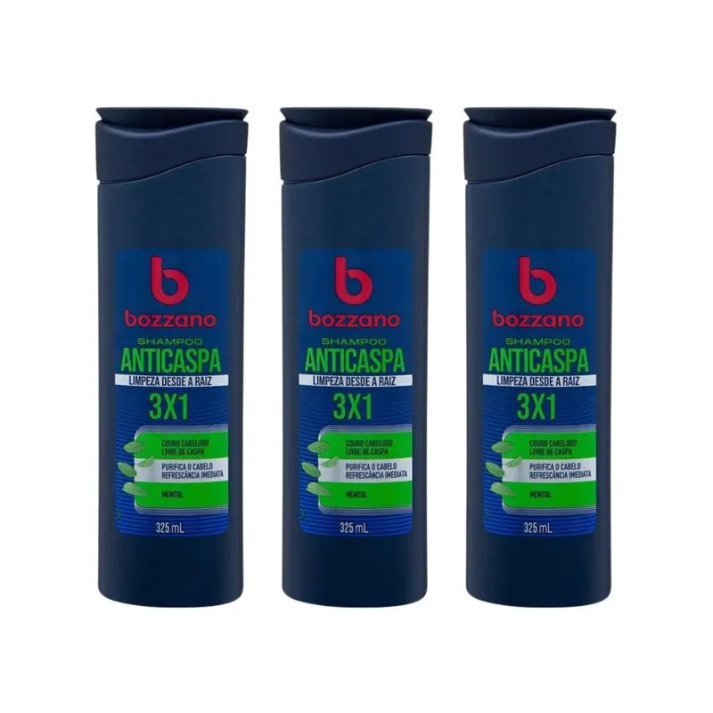Shampoo Bozzano Anticaspa 325ml - Kit c/ 3un