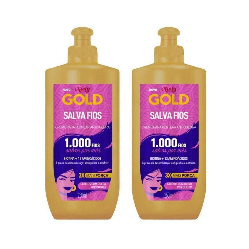 Creme Pentear Niely Gold Salva Fios 250Ml - Kit Com 2Un