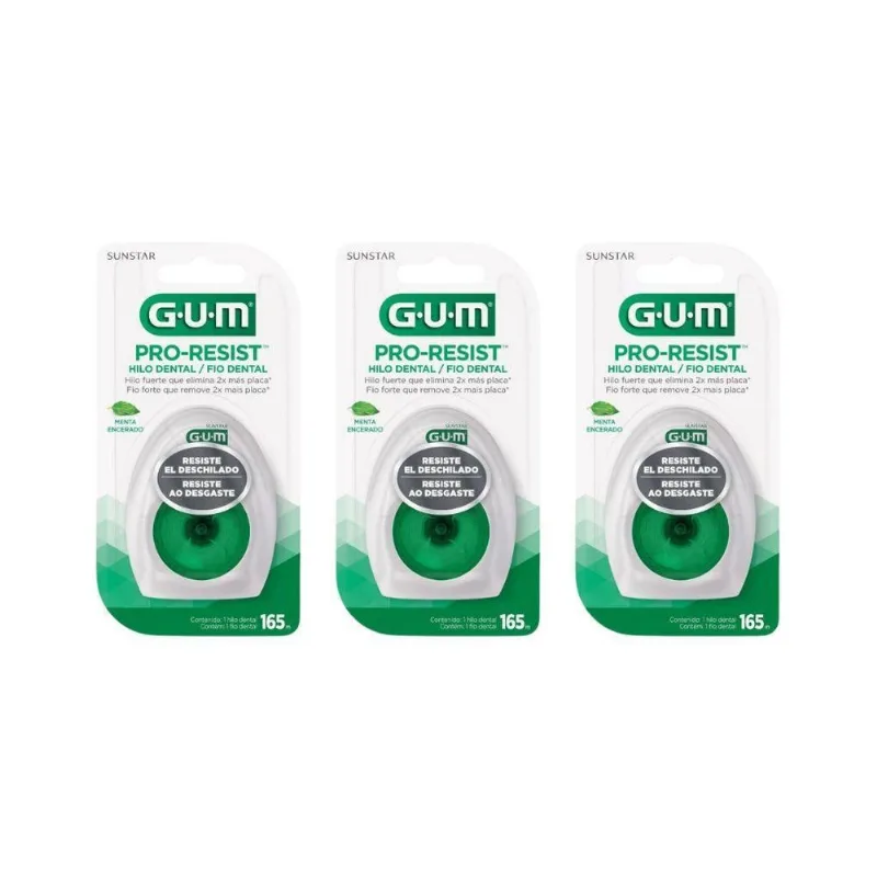Fio Dental Gum Pro Resist 165m Menta - Kit Com 3un