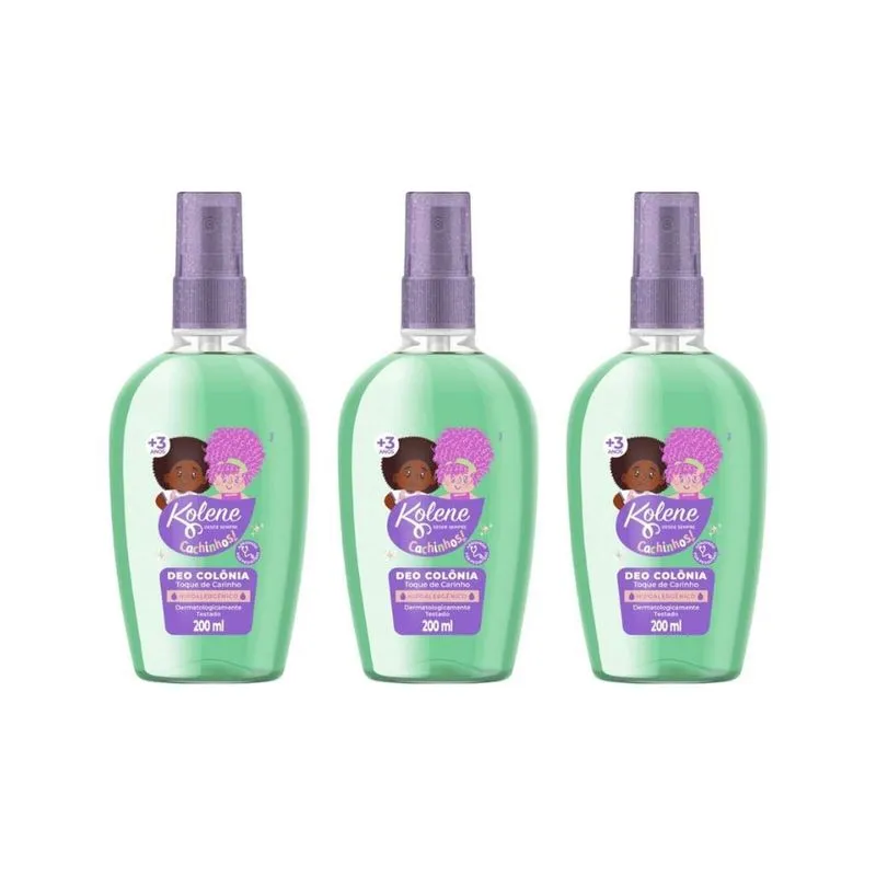 Colonia Kolene 200Ml Cachinhos Toque Carinho - Kit Com 3Un
