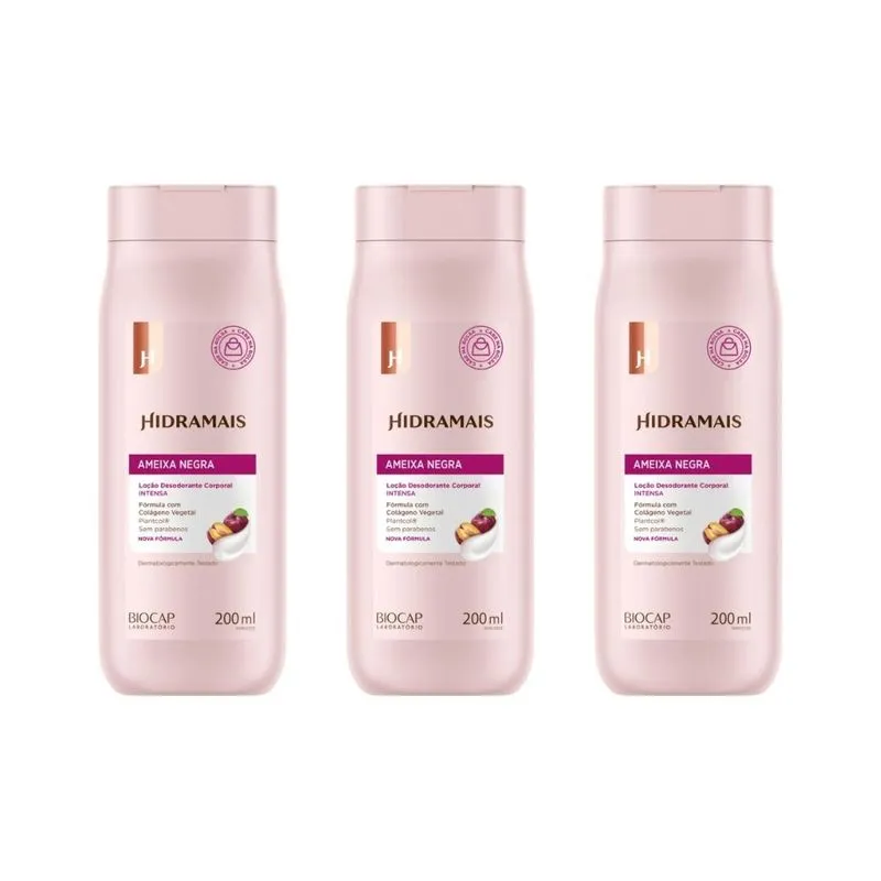 Hidratante Corporal Hidramais 200ml Ameixa Negra - Kit C/3un