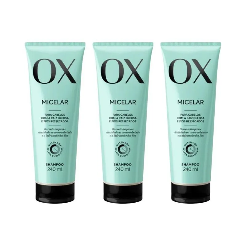 Shampoo Ox 240ml Micelar - Kit Com 3un