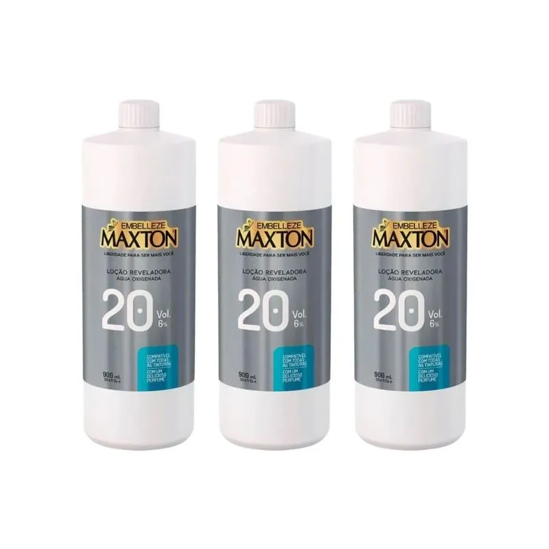 Locao Reveladora Maxton Ox 20 Vol 900ml - Kit Com 3un