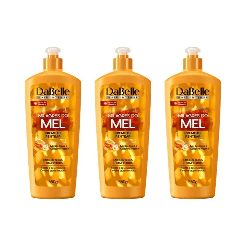Creme Pentear Dabelle 550g Milagres Do Mel - Kit Com 3un