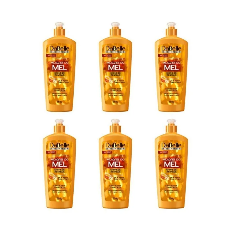 Creme Pentear Dabelle 550g Milagres Do Mel - Kit Com 6un