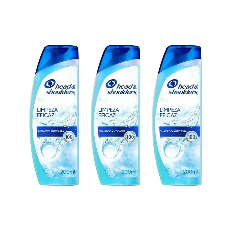 Shampoo Head &amp; Shoulders 200ml Anticaspa Limpeza Eficaz- 3un