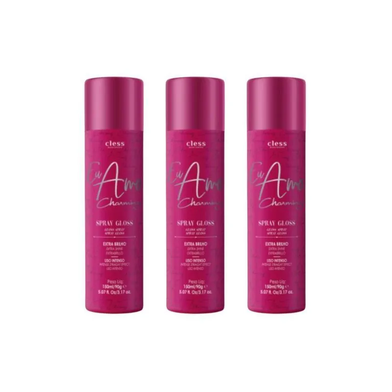Hair Spray Charming Brilho Gloss 150Ml - Kit Com 3Un