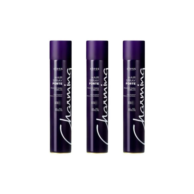 Hair Spray Fixador Charming Forte 400ml - Kit c/ 3un