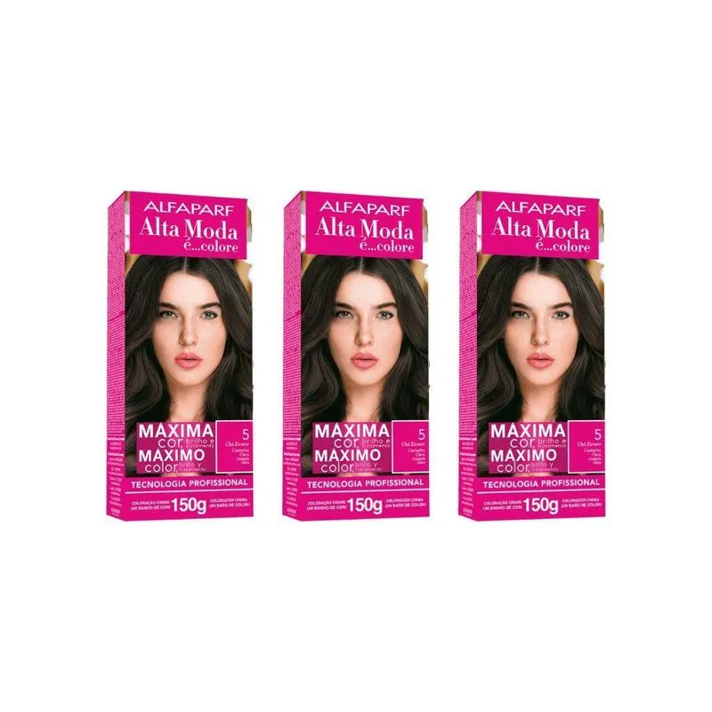 Coloraçao Alta Moda 5.0 Castanho Claro 150g-kit C/3un