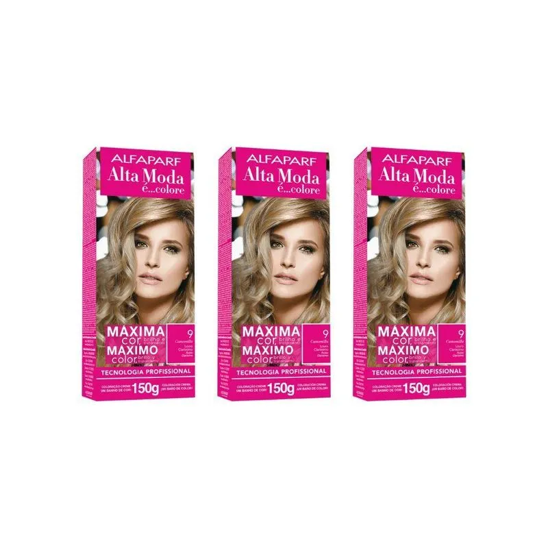 Coloraçao Alta Moda 9.0 Louro Clarissimo 150G-Kit C/3Un