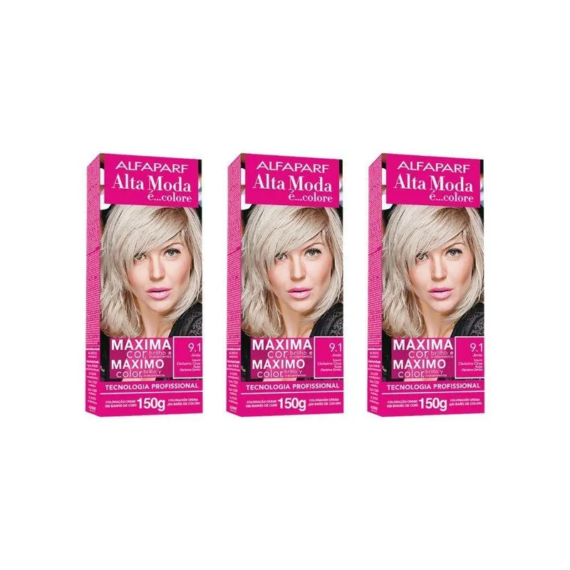 Coloraçao Alta Moda 9.1 Lr Clarissimo Cinza 150 G-Kit C/3Un