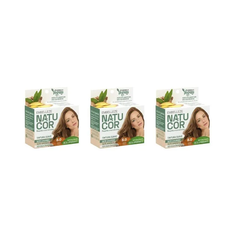 Coloraçao Natucor 8.0 Louro Claro - Kit Com 3un