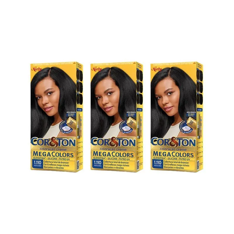 Coloraçao Cor&Ton 1.110 Preto Onix 50g-Kit C/3