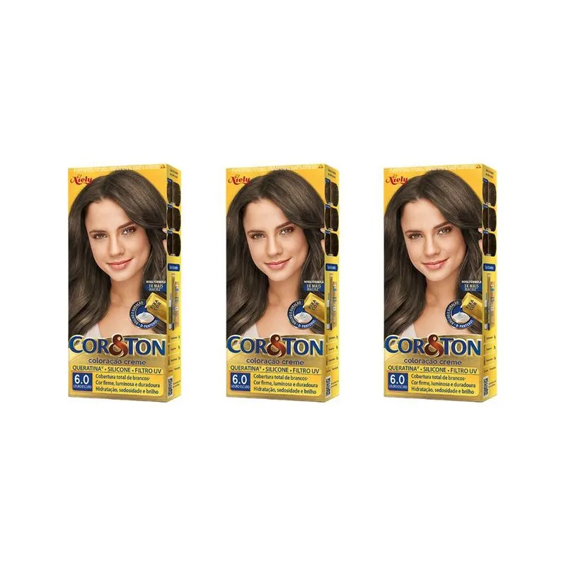 Coloraçao Cor&Ton 6.0 Louro Escuro 50g-Kit C/3