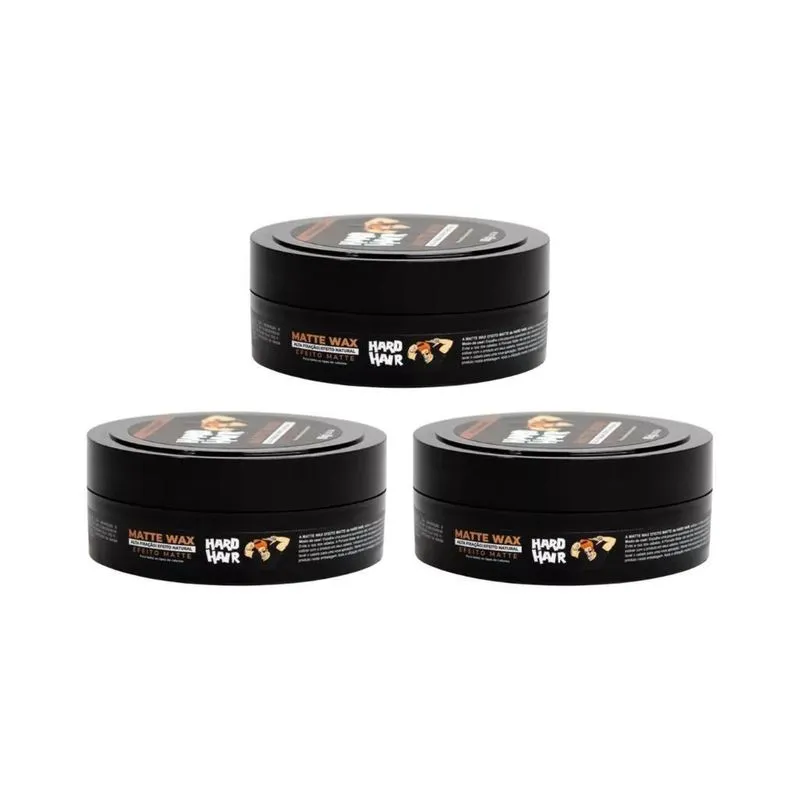 Pasta Modelado Matte Wax Hard Hair 80G-Kit C/3Un