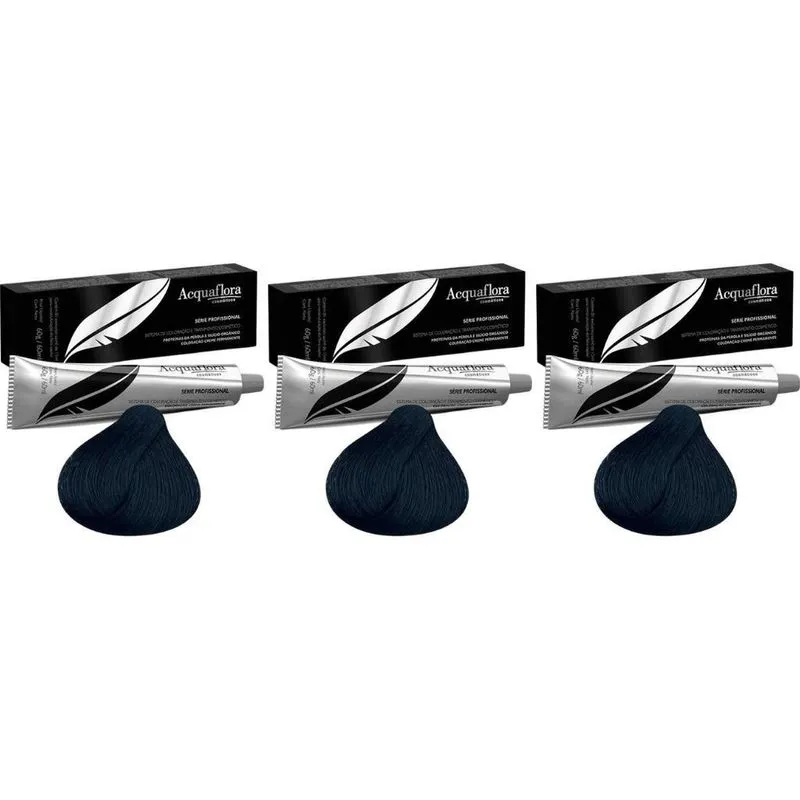 Coloraçao Acquaflora Perm 1.1 Preto Azulado 60G-Kit C/3Un