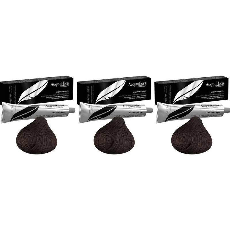 Coloraçao Acquaflora Perm 3.0 Castanho Escuro 60G -Kit C/3Un