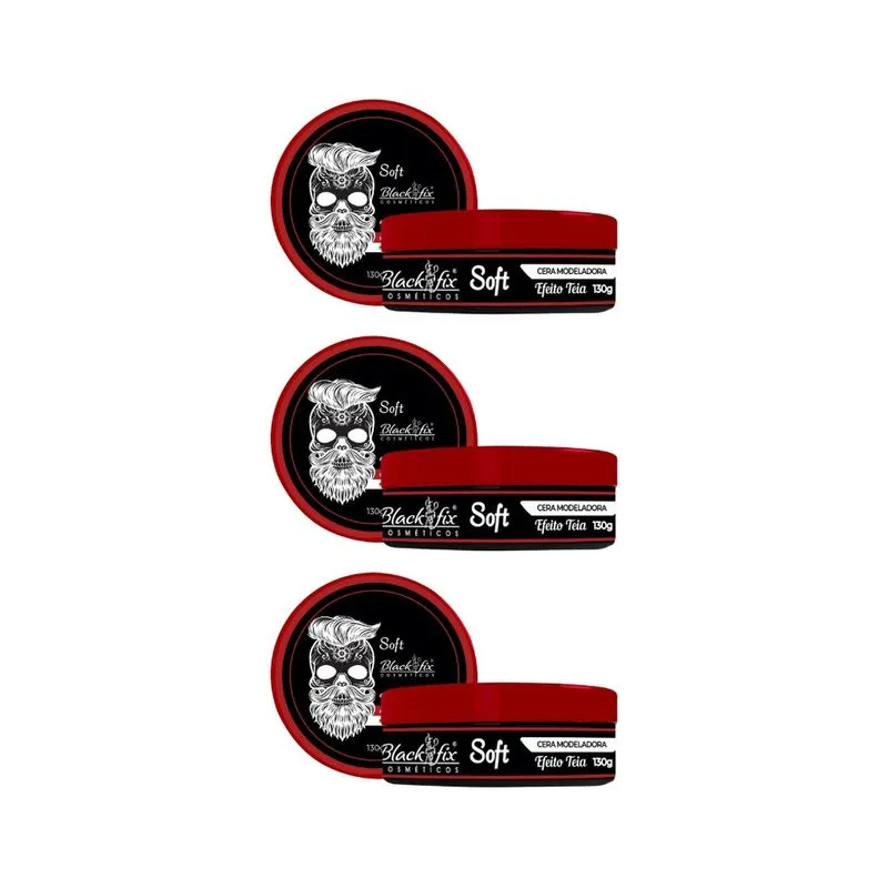 Cera Modeladora Black Fix Soft Teia 130g-Kit C/3un