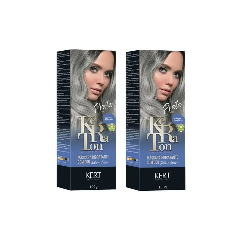 Coloração Keraton Banho De Brilho Prata Cendre - Kit Com 2un