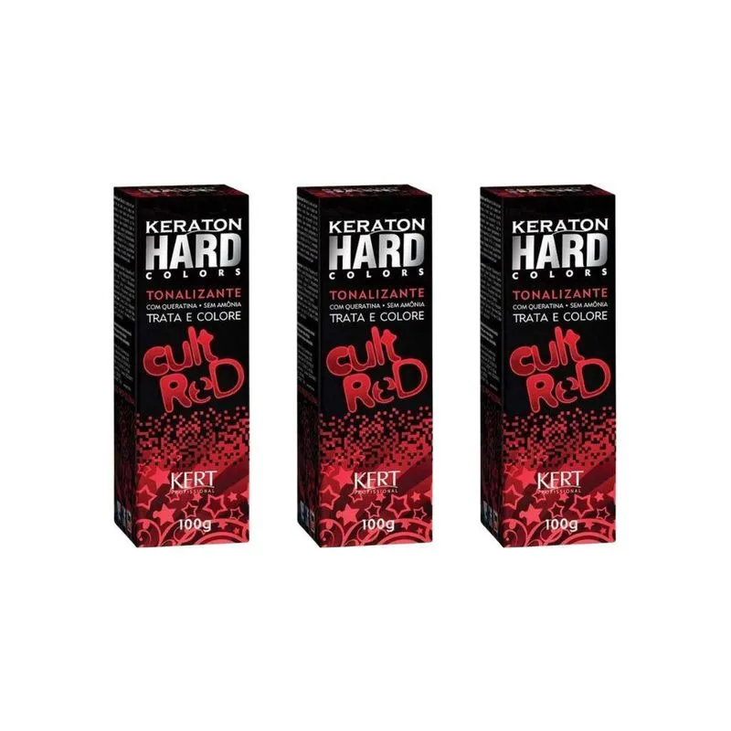 Coloraçao Keraton Hard Colors Cult Red - Kit Com 3Un