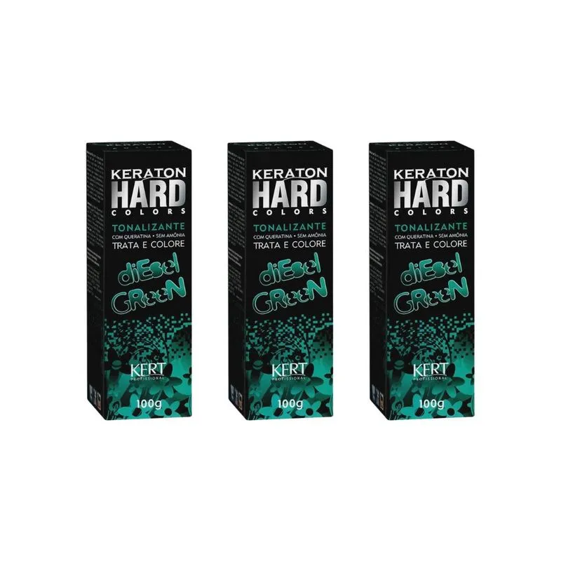Coloraçao Keraton Hard Colors Diesel Green - Kit c/ 3un