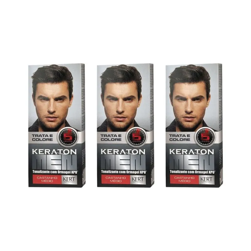 Coloraçao Keraton Men Cast Medio - Kit C/3un