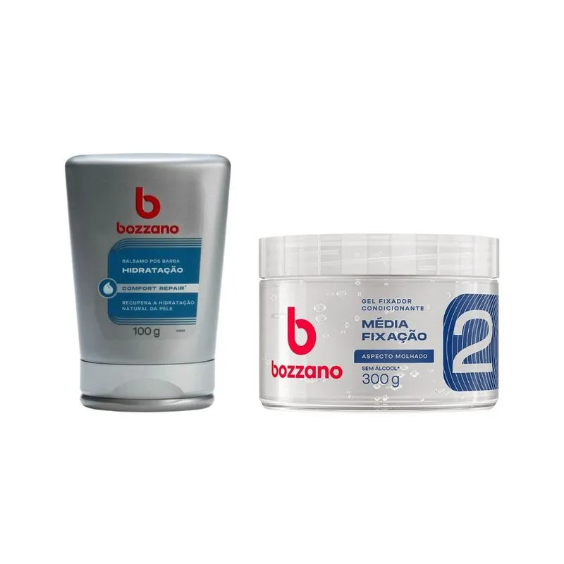 Kit Bozzano Gel Fixador Incolor + Gel Pos Barba Hidratação