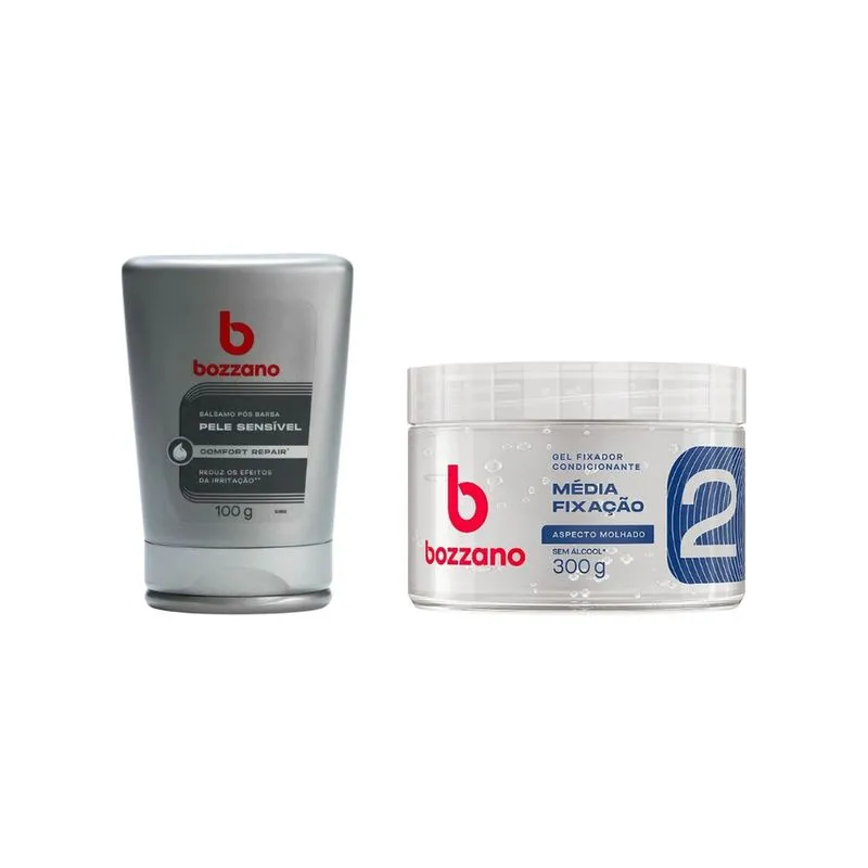 Kit Bozzano Gel Fixador Incolor + Gel Pos Barba Pele Sensível