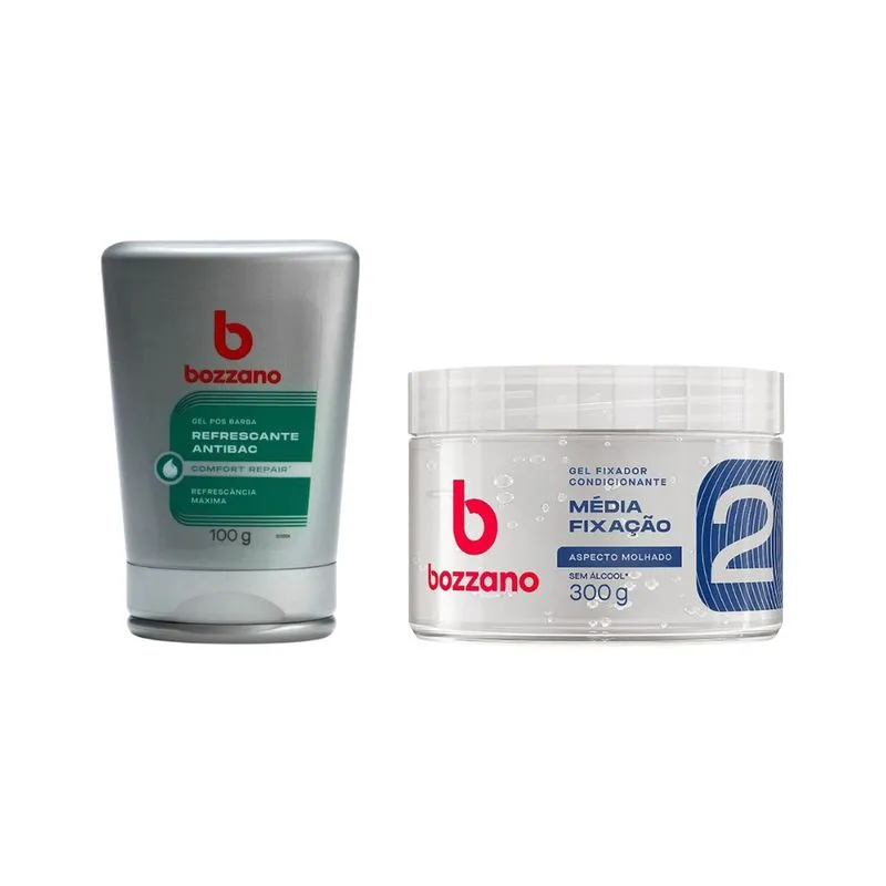 Kit Bozzano Gel Fixador Incolor + Gel Pos Barba Refrescante