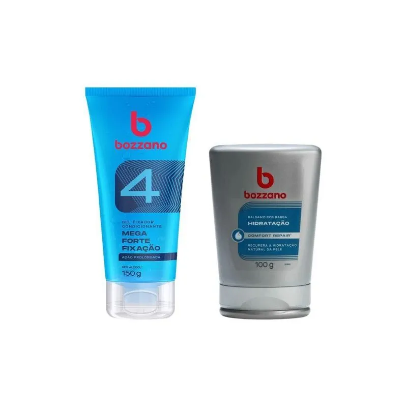 Kit Bozzano Gel Fixador Mega Forte + Gel Pos Barba Hidratação