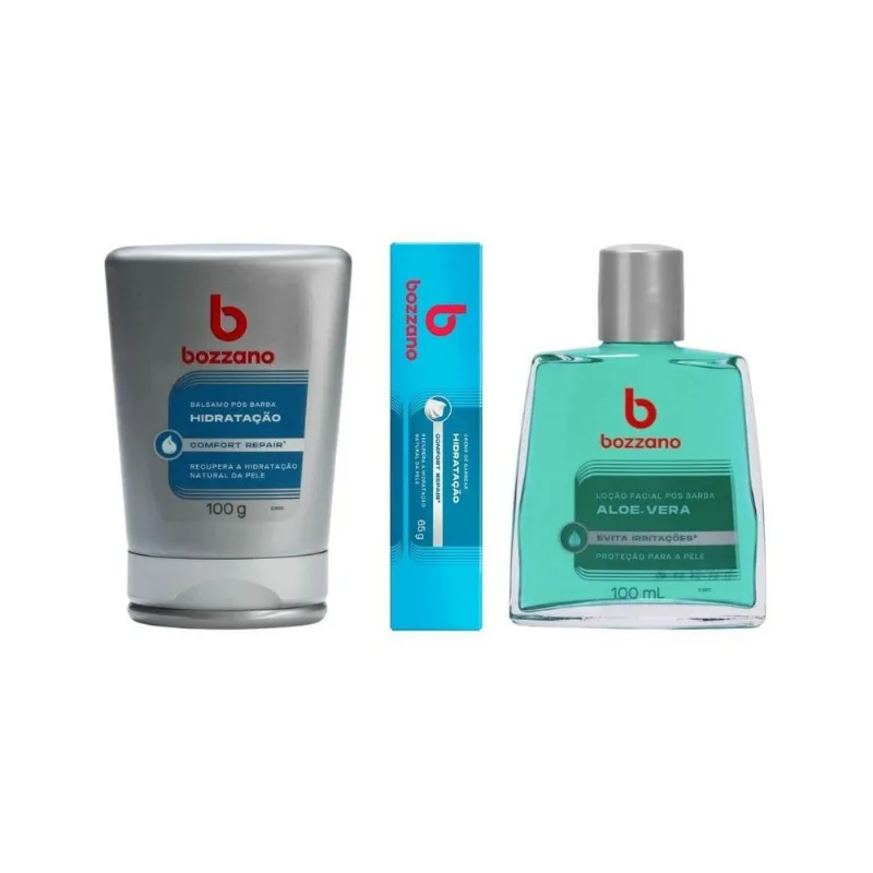 Kit Bozzano Hidratação Creme Barbear+gel E Loção Pos Barba