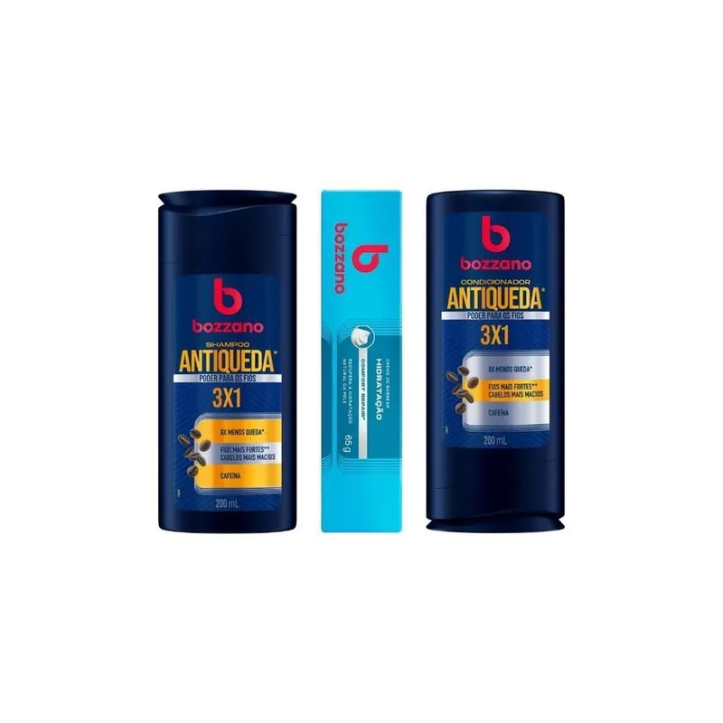 Kit Bozzano Shamp + Cond Antiqueda + Creme Barbear Hidratação