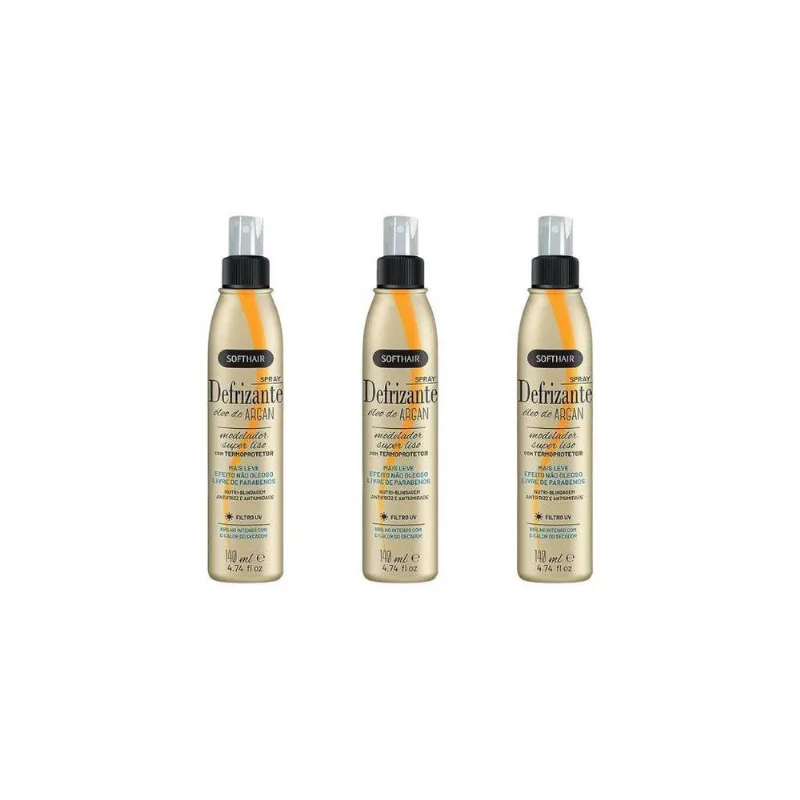 Defrizante Soft Hair 140ml Spray Oleo De Argan - Kit Com 3un
