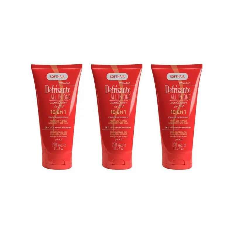 Defrizante Soft Hair 240ml 10em1 All In One Modelador - 3un