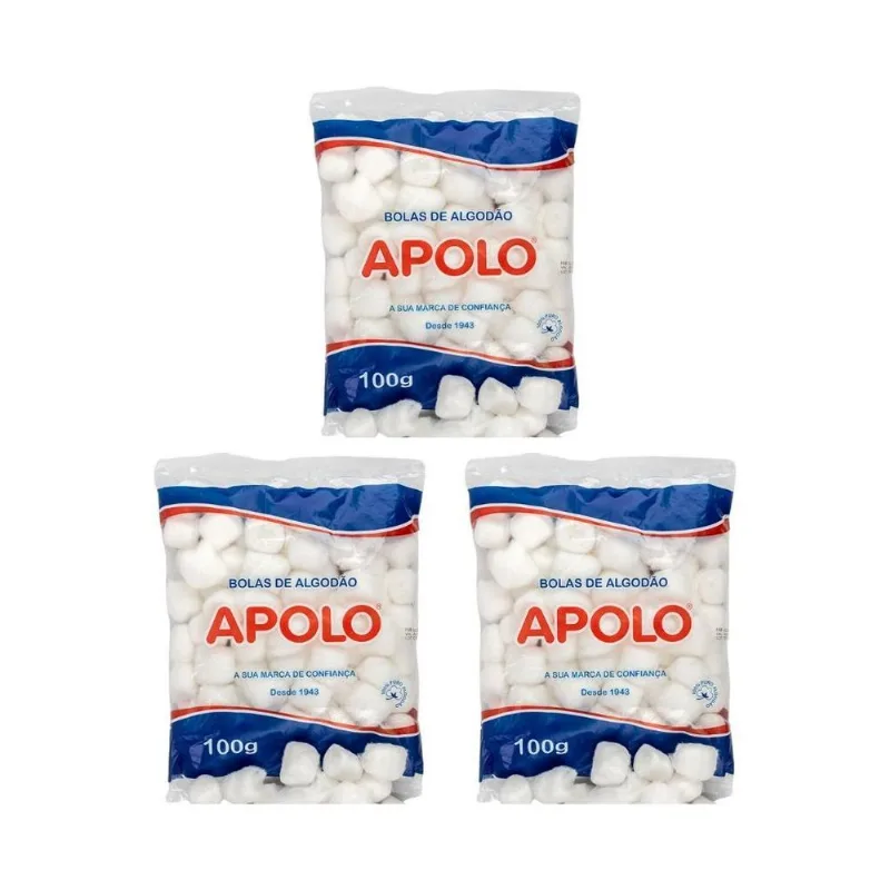 Algodao Apolo 100g Bolas Brancas - Kit Com 3un