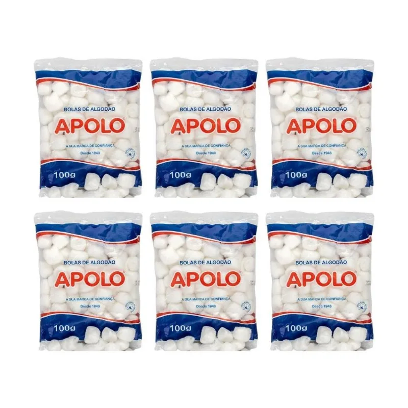 Algodao Apolo 100g Bolas Brancas - Kit Com 6un