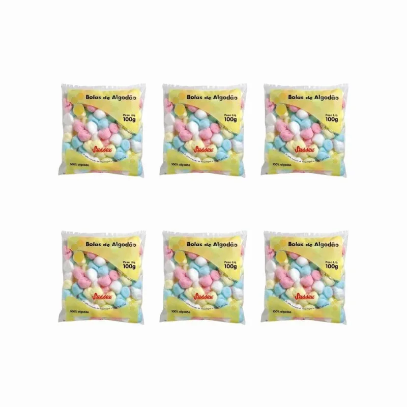 Algodao Sussex 100g Bolas Coloridas - Kit Com 6un