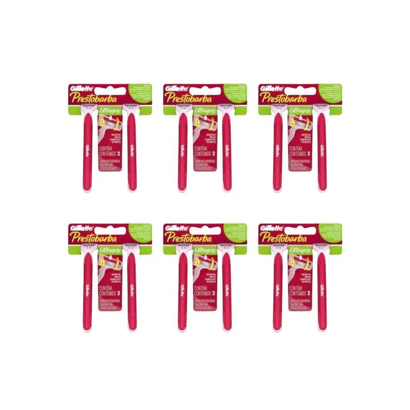 Aparelho Prestobarba C/2 Ultragrip Fem Cabeça Movel- Kit 6un
